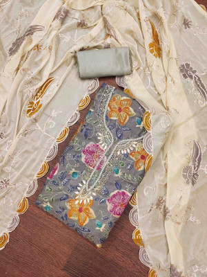 Blissta Organza Embellished Salwar Suit Material