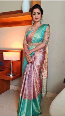 Banarasi Woven, Embroidered, Self Design Kanjivaram Pure Silk, Jacquard Saree(Multicolor)