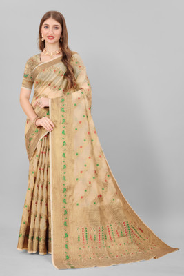UDANI ENTERPRISE Self Design Banarasi Pure Cotton Saree(Beige)
