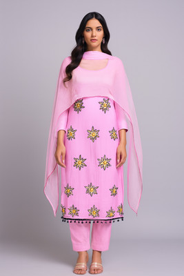 shubham clothings Organza Embroidered Kurta & Churidar Material