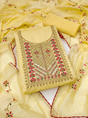 HOUSEEOFCOMMON Chanderi Embroidered Salwar Suit Material