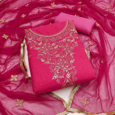ramdev creation Georgette Embroidered Salwar Suit Material