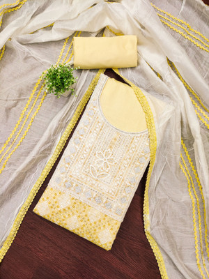 ShopGlobal Chiffon Embroidered Salwar Suit Material