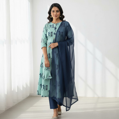 PPTOSS Cotton Blend Printed Salwar Suit Material