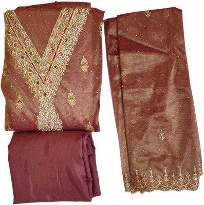 AQSA Net/Lace Embroidered Kurta & Churidar Material