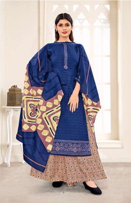 EverEthnic Cotton Blend Printed Salwar Suit Material