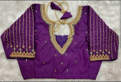 Zaid Collection Art Silk Embroidered Blouse Material