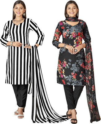 Kashvi Crepe Printed, Striped Salwar Suit Material