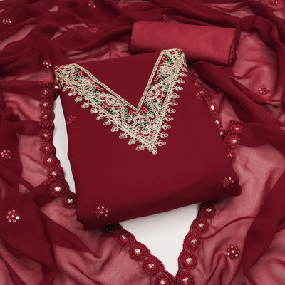 Peachmode Georgette Embroidered Salwar Suit Material