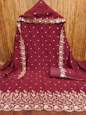 NF FAB Silk Blend Embroidered Salwar Suit Material