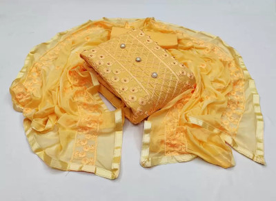 GLAMIFY HUB Cotton Blend Embroidered Salwar Suit Material