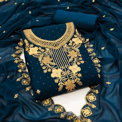 manvaa Georgette Embroidered Salwar Suit Material