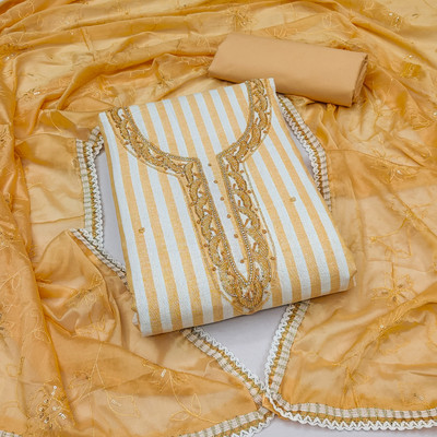 Blissta Cotton Blend Striped Salwar Suit Material