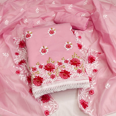 manvaa Chanderi Embroidered Salwar Suit Material