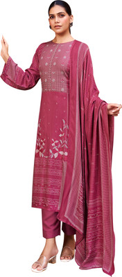 DRAVINAM Trends Wool Embroidered Salwar Suit Material