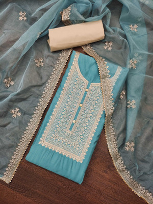 Kimisha Silk Blend Embroidered Salwar Suit Material