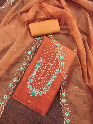 Blissta Viscose Rayon Embroidered Salwar Suit Material