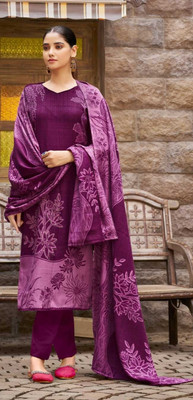 Ambar Lifestyle Wool Floral Print, Embellished, Self Design Salwar Suit Material