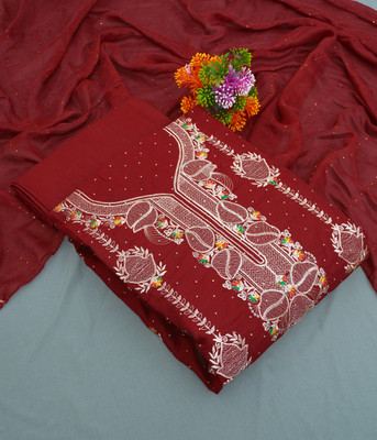 Pezana Cotton Silk Embroidered Salwar Suit Material
