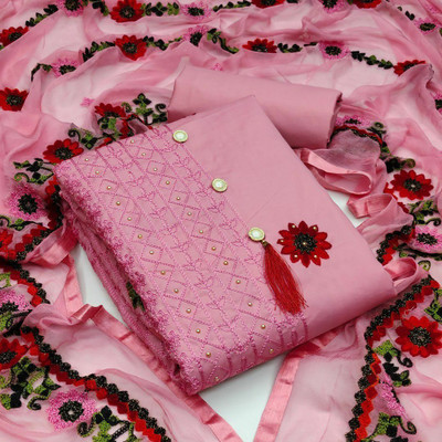 Vini Enterprises Cotton Linen Embroidered Salwar Suit Material
