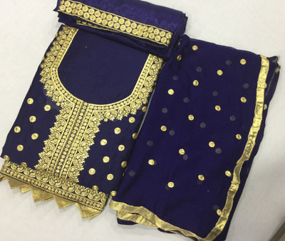 Ethnic Junction Chanderi Embroidered Salwar Suit Material