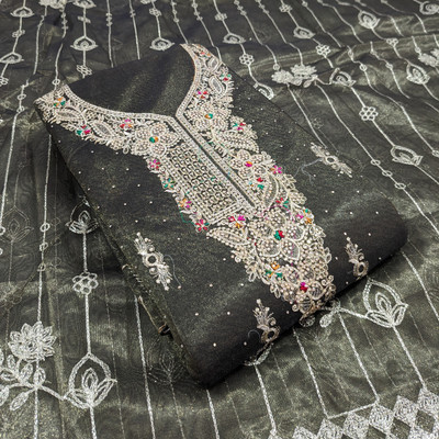 ibrat Net/Lace Embroidered Salwar Suit Material