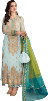 KAPANKU Georgette Embroidered Kurta & Patiyala Material