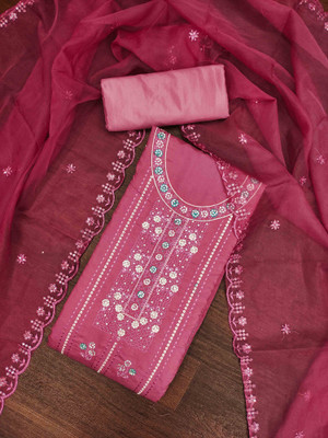 Blissta Cotton Silk Embellished Salwar Suit Material