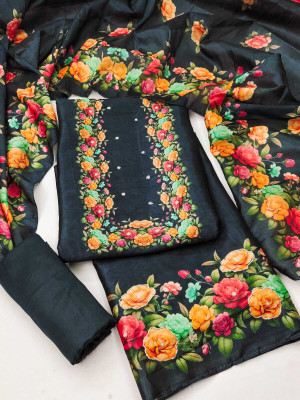 NIDHI'S FASHION Silk Blend Embroidered Salwar Suit Material