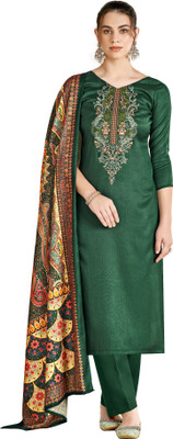 DRAVINAM Trends Wool Embroidered Salwar Suit Material