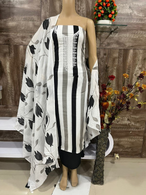 JENSUITS Pure Cotton Embroidered, Printed Salwar Suit Material
