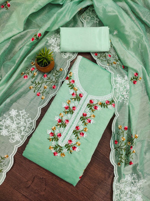 Jaipur Kurti Cotton Blend Embroidered Salwar Suit Material