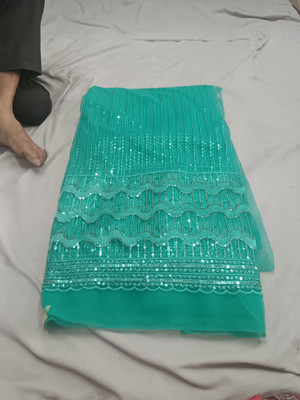 Divine Trends Net/Lace Embroidered Multipurpose Running Fabric