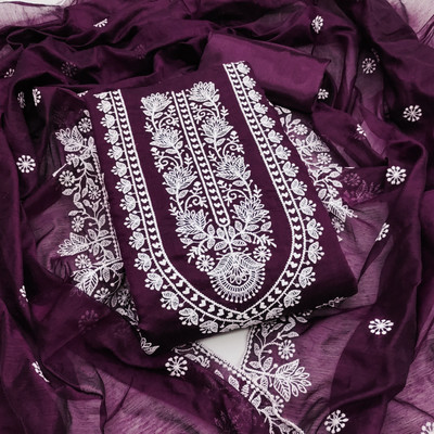 M FASHION Cotton Blend Embroidered Salwar Suit Material