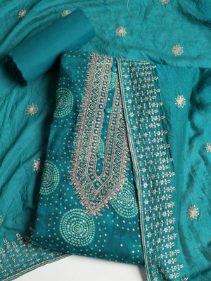 Meena Bazaar Cotton Blend Embroidered Salwar Suit Material