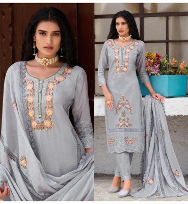 Dhruvil Impex Cotton Linen Embroidered Kurta & Sharara Fabric