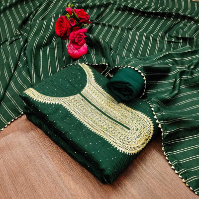 KRUTAGNA CREATION Cotton Blend Embroidered Kurta & Churidar Material