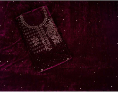 ALMA COLLECTION Velvet Embroidered Salwar Suit Material