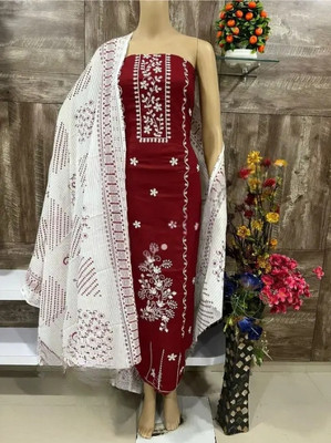 Meghdoot Textiles Pure Cotton Embroidered Salwar Suit Material