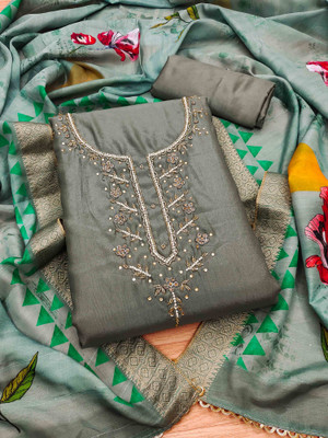 Blissta Silk Blend Embellished Salwar Suit Material
