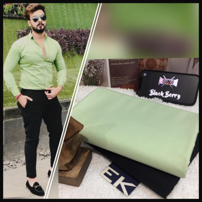 didhiti Cotton Blend Solid Shirt Fabric