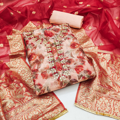 Tasrika Organza Embellished Salwar Suit Material