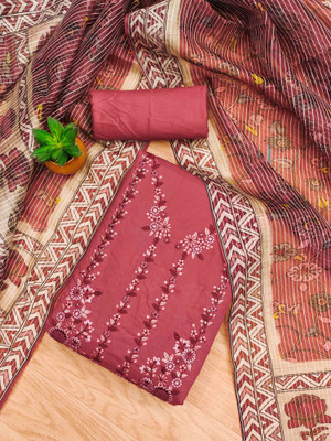 Kimisha Silk Blend Embroidered Salwar Suit Material