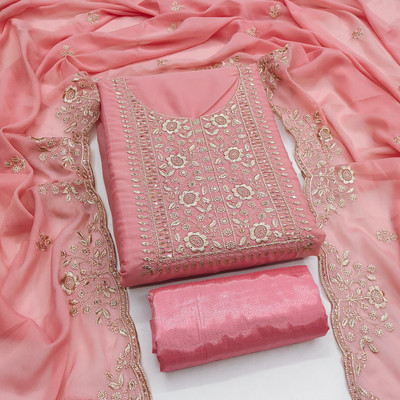 Saware Georgette Embroidered, Embellished Salwar Suit Material