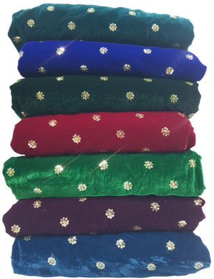 Durga Velvet Embroidered, Embellished Blouse Material