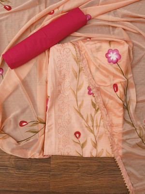 Jaipur Kurti Cotton Blend Embroidered Salwar Suit Material
