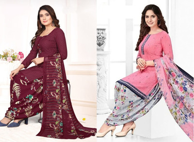 STYLEVEDA Crepe Striped Salwar Suit Material