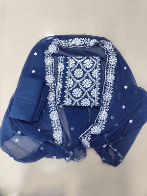 ETHNICBRITY Georgette Embroidered Salwar Suit Material