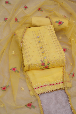 Tavas Chanderi Embroidered Salwar Suit Material
