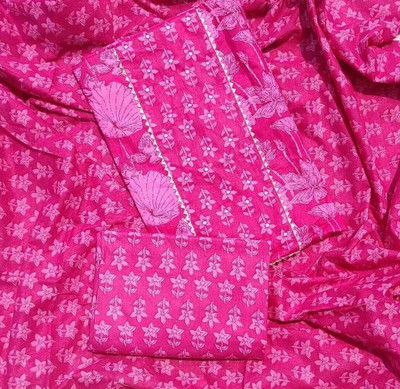 FAB JUNCTION Pure Cotton Printed, Self Design Salwar Suit Material